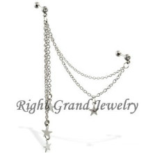 16 G Crystal Langhantel Sterne Kette Tragus Ohr Piercing Schmuck